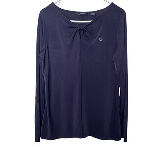 Lands' End Women Blue Tie Front Collar Blouse (S)